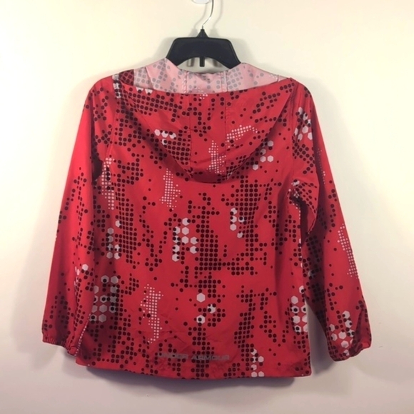 Under Armour UA Storm Hooded Rain Jacket Unisex Youth Medium Red Geometric - Picture 6 of 10